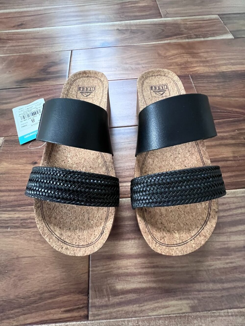 Reef Cushion Vista Hi Black Braid Platform Sandals Women’s Size 8 NWT